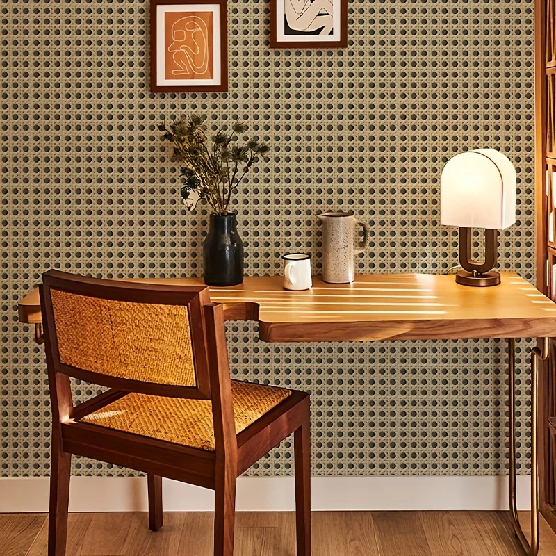 45cm retro rattan padrão auto- - Pvc Panel Background avaliação e preço