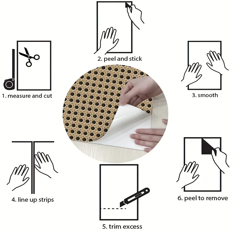 45cm retro rattan padrão auto- - Pvc Panel Background avaliação e preço